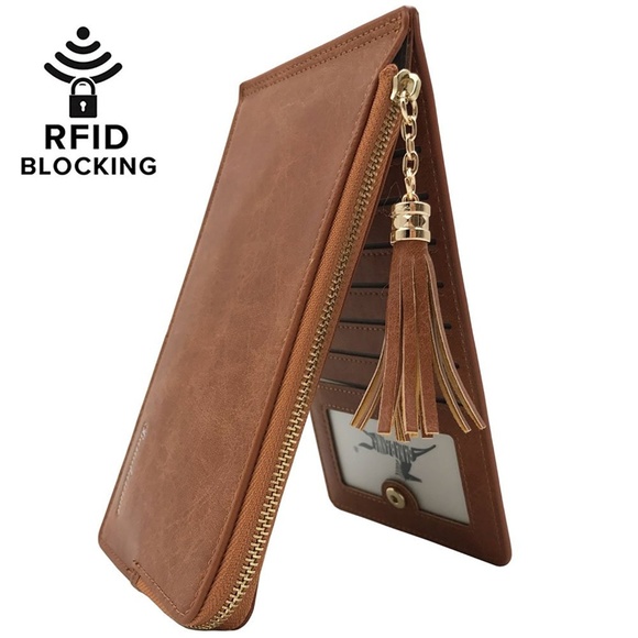 Handbags - Womens RFID Bifold Phone Wallet Cards Organizer